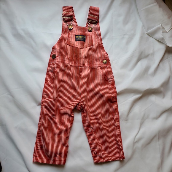 OshKosh B'gosh Other - Vintage OshKosh BGosh  Red &‎ White Stripe Engineer Overalls 18 Months USA